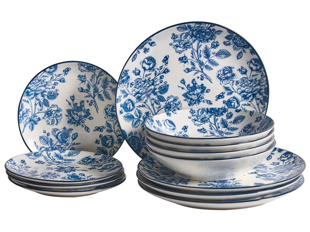 12-delige serviesset BASIL Porselein Blauw