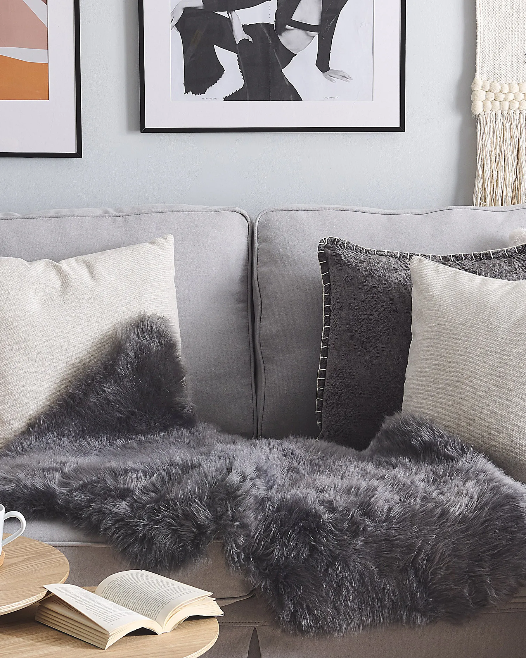 Sheepskin Rug ULURU Dark Grey 65 x 110 cm_763193