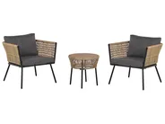 Bistro Set with Cushions GARGANO PE Rattan Light Brown_812223