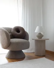 Poltrona girevole LIEKSA Bouclé Beige_1020310