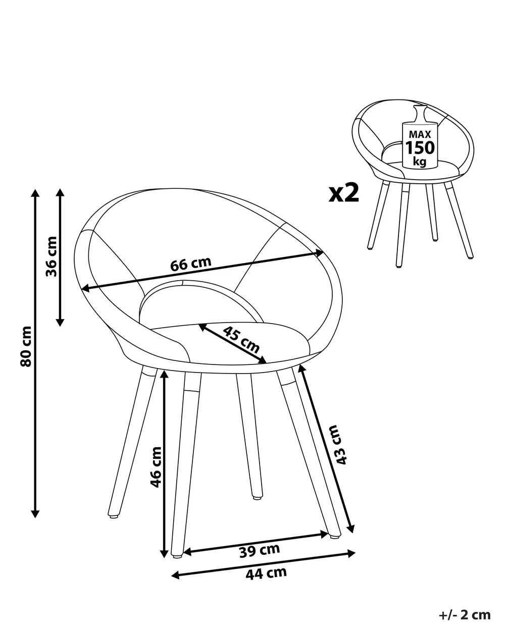 Set di 2 sedie da pranzo ROSLYN Tessuto Grigio chiaro_816686
