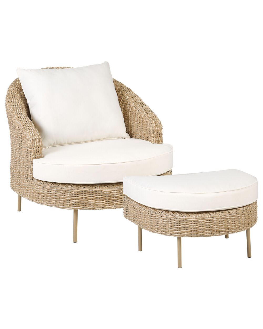 Garden Armchair with Ottoman ARCILLE II PE Rattan Natural