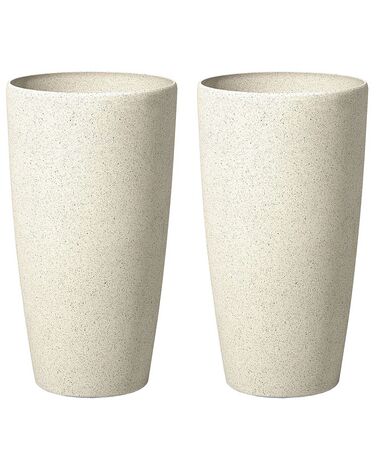 Conjunto de 2 macetas de mezcla de piedra beige claro ⌀ 31 cm ABDERA