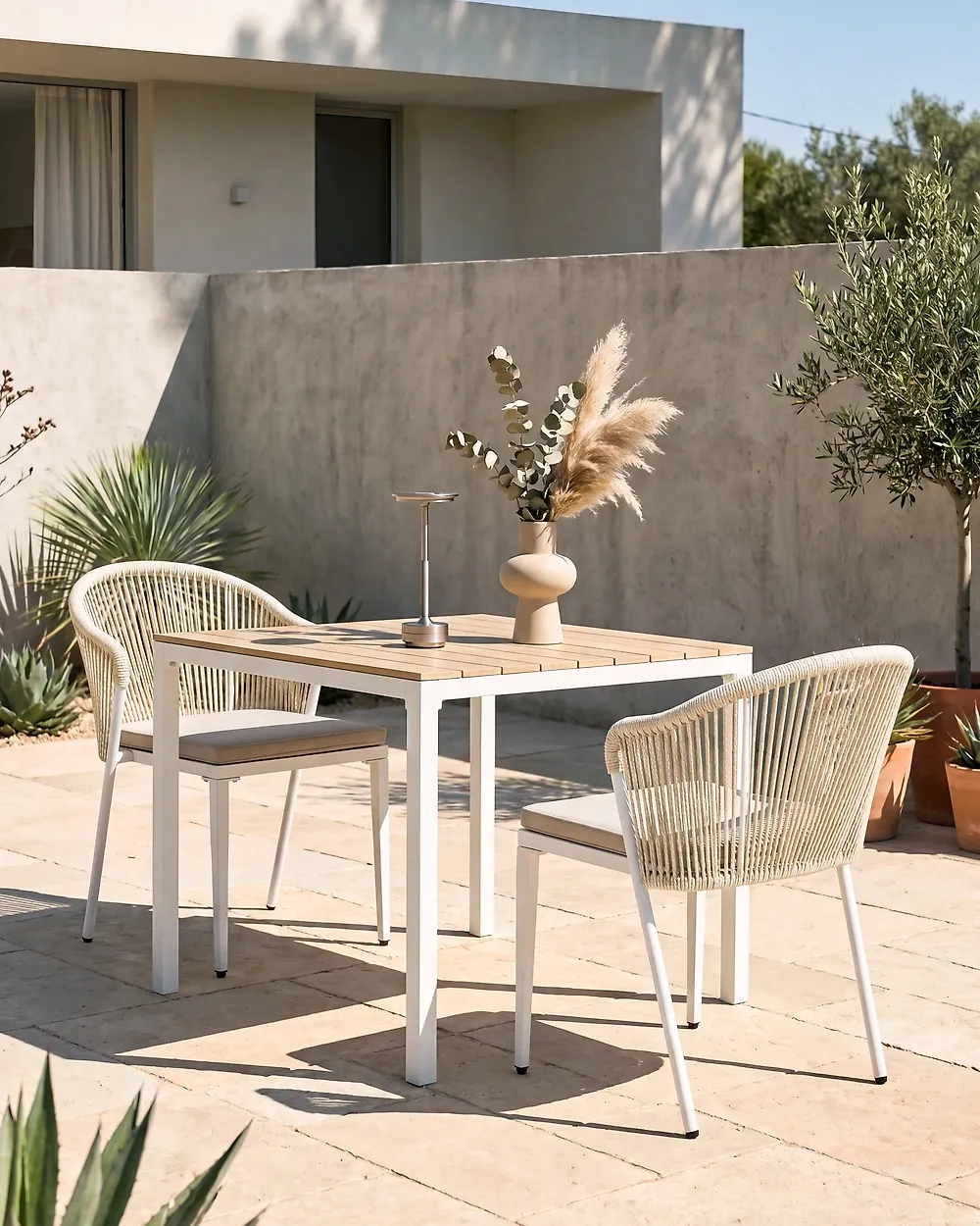 Set of 2 Garden Chairs with Cushions PARANEA Metal Off-White_1179672