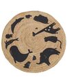 Dětský kulatý koberec z juty se zvířecím motivem ⌀ 120 cm béžová EARTH_909403