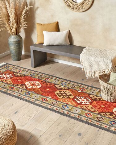 Wool Kilim Area Rug 80 x 300 cm Multicolour URTSADZOR 