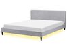 Fabric EU Super King Size Bed White LED Light Grey FITOU_709546