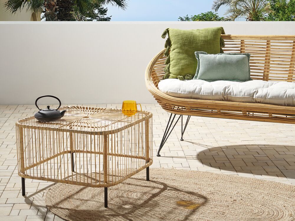 Garden Coffee Table CESENATICO 67 cm 67 cm Rattan Natural