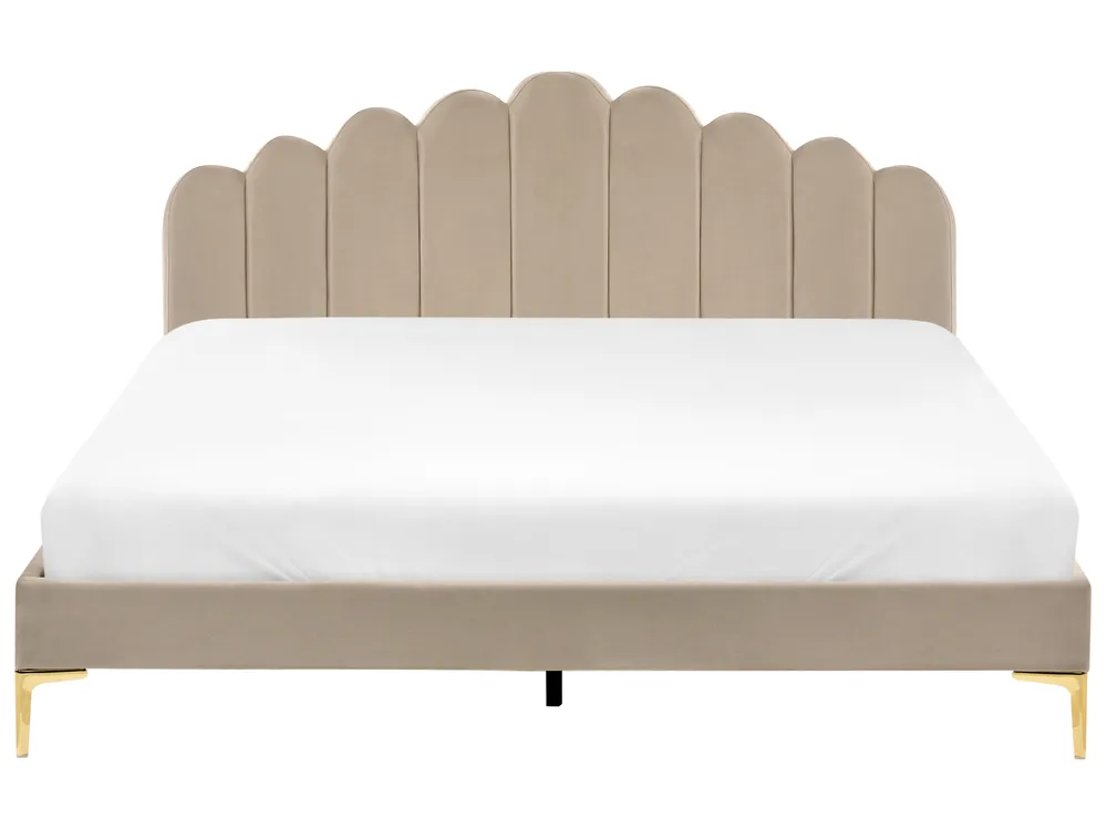Bed Velvet SAUVIAN 180 x 200 cm (EU Super King) Taupe_1014561