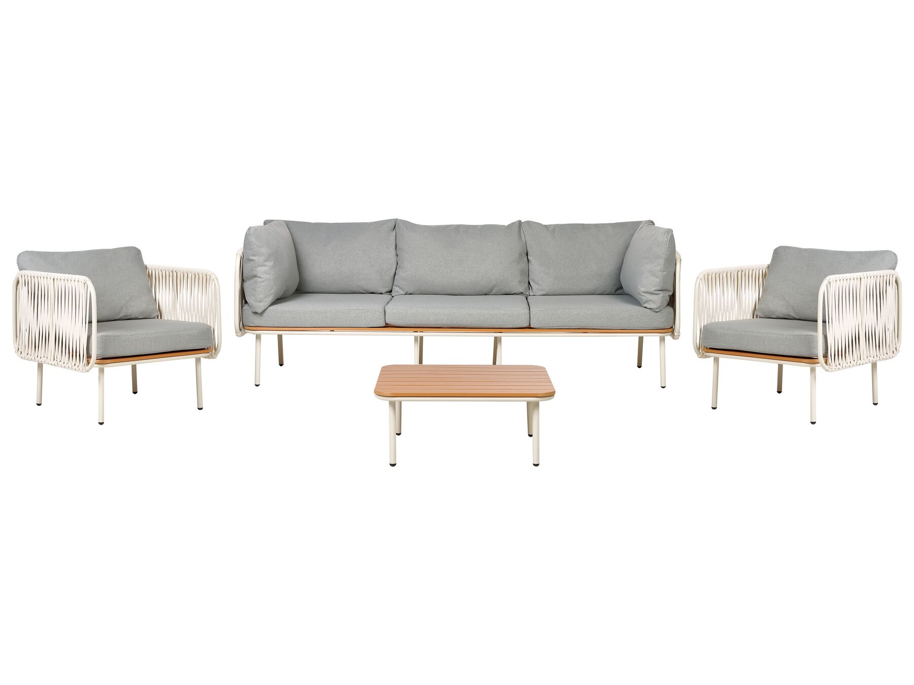 Lounge Set Aluminium weiß 5-Sitzer Auflagen grau mit Tisch SENISE_928175