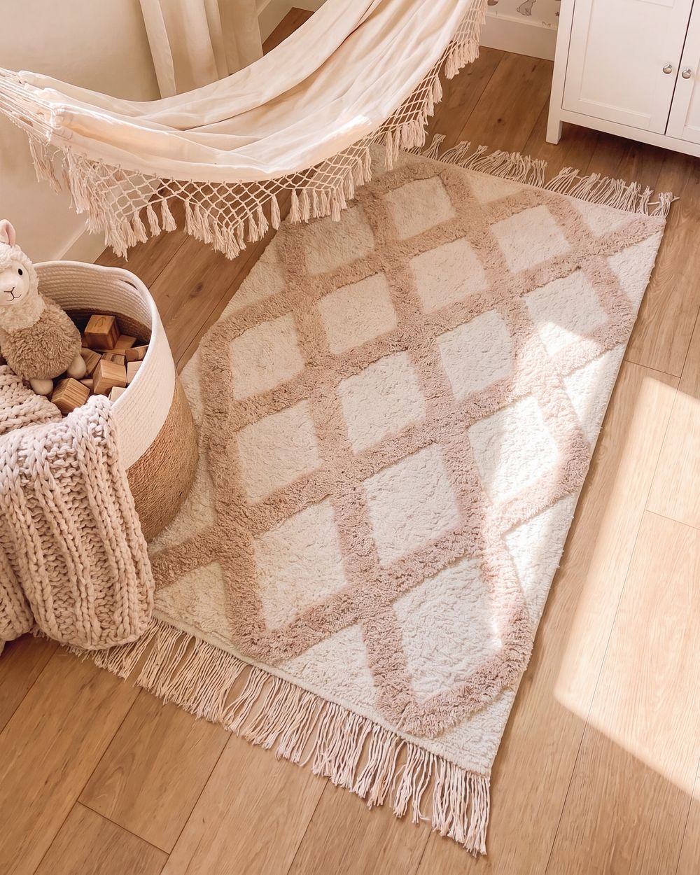 Kids Rug PUNSARI Light Beige 60 x 90 cm Cotton
