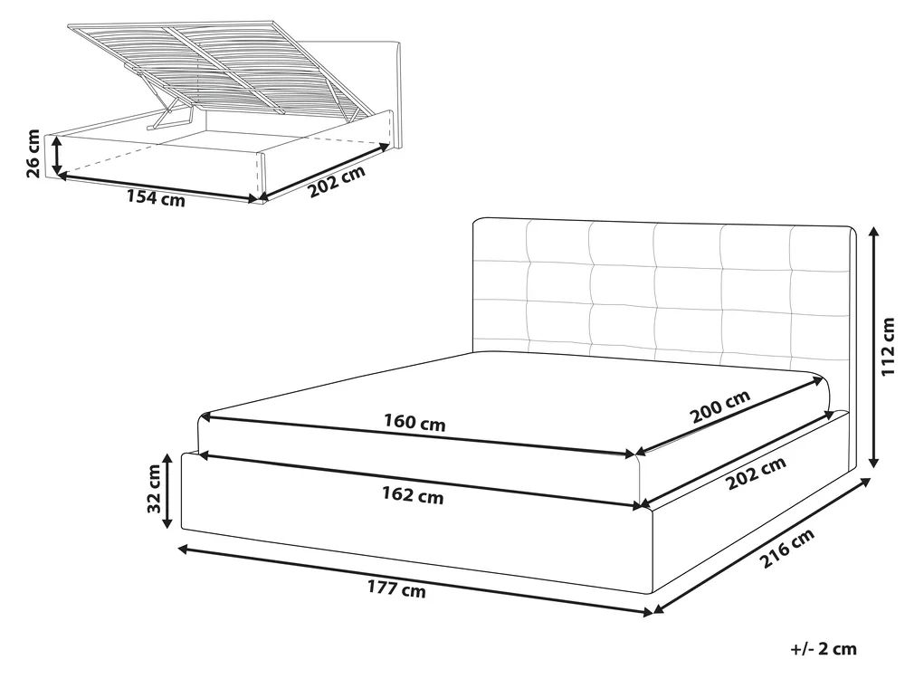 Ottoman Bed LORIENT Boucle Off-White 160 x 200 cm (EU King Size)_1040195
