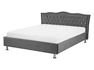 Letto contenitore METZ Velluto Grigio scuro 140 x 200 cm_736190