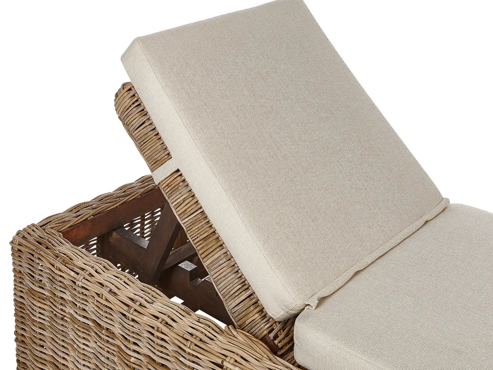 Leżak ogrodowy z poduszką PALESE Rozkładany Rattan Naturalny_928119