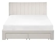 Bed with Storage Drawers LONZAC Velvet Off-White 140 x 200 cm (EU Double)_1014769