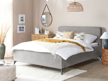 Fabric EU King Size Bed Light Grey VALOGNES