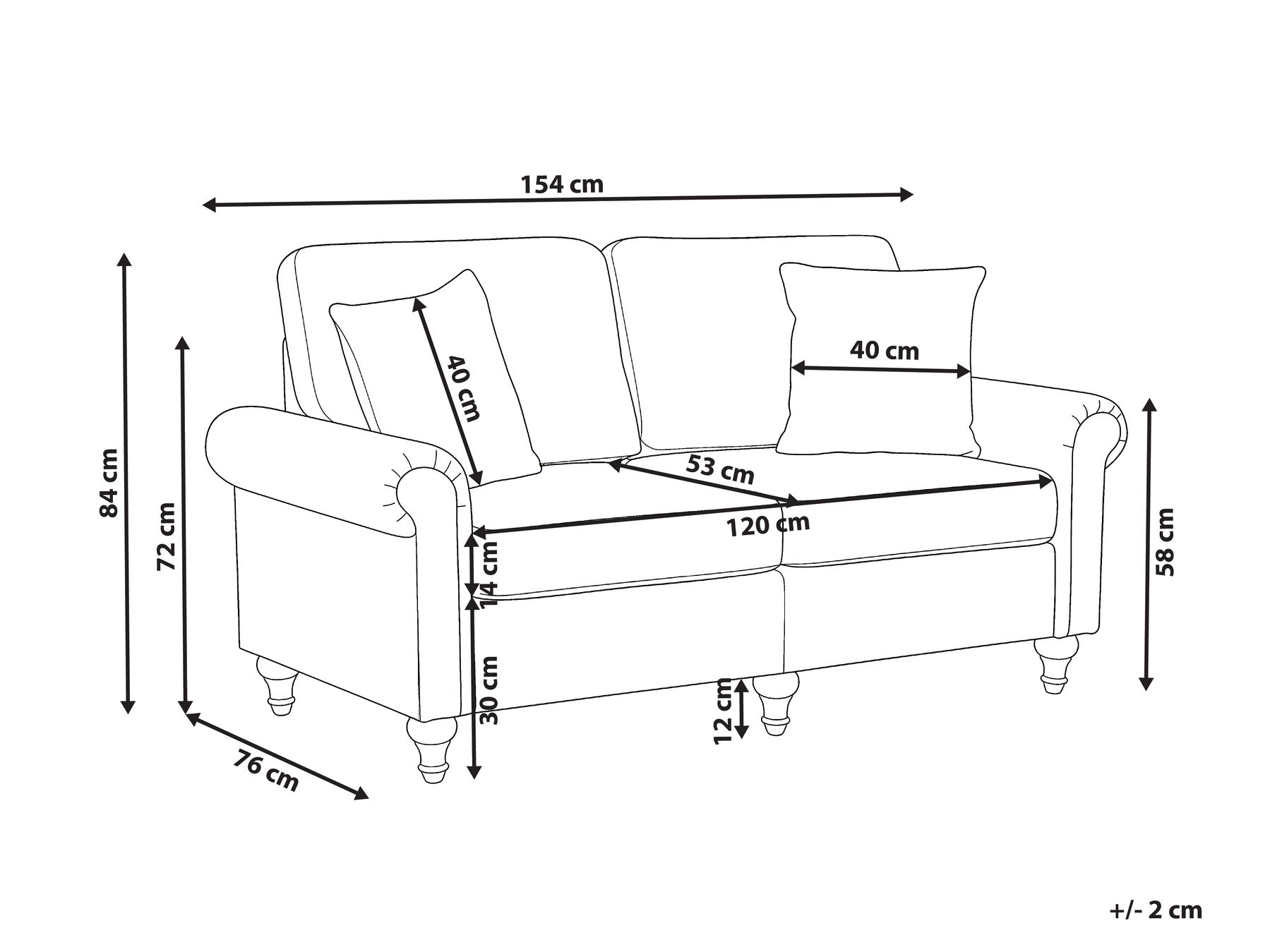 Sofa 2 Seater GINNERUP Fabric Taupe_1035453