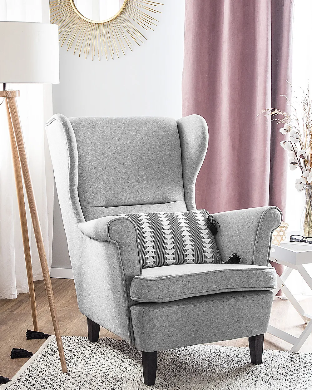 Fauteuil à oreilles ABSON Tissu Gris_1171965