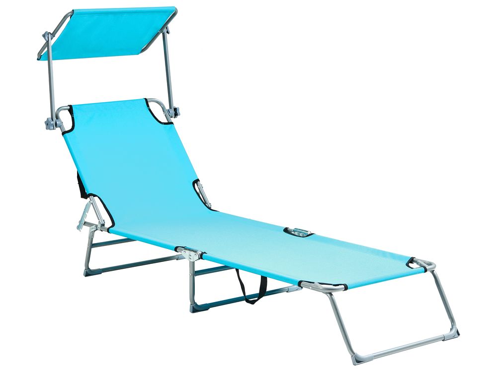 Sun Lounger FOLIGNO Reclining Metal Turquoise