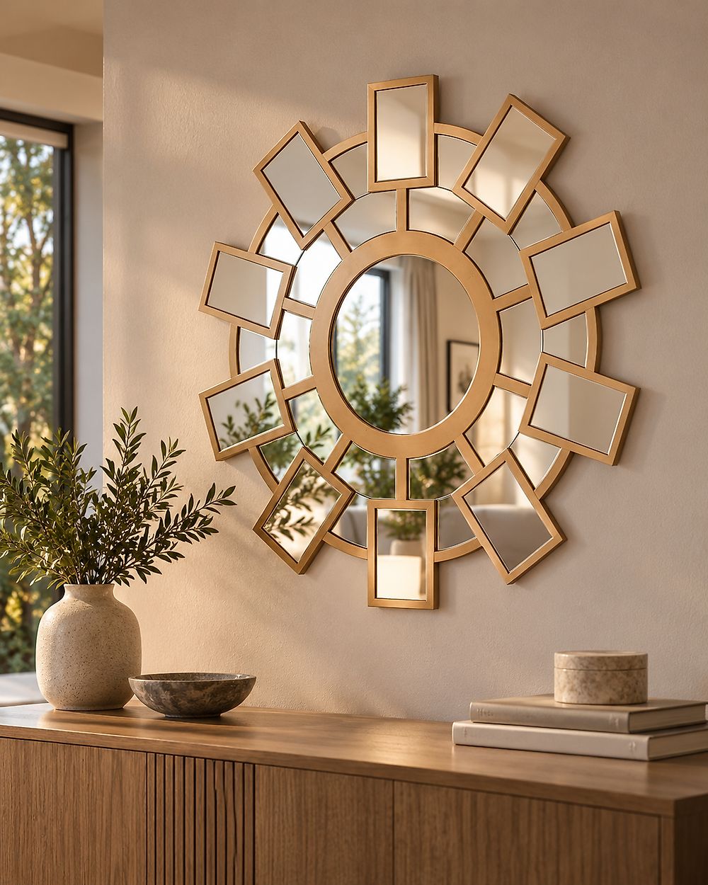 Wandspiegel ROZEL 80 cm 80 cm Goldbraun