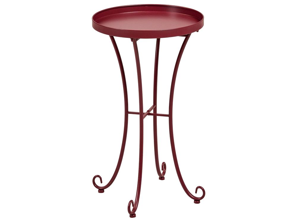 Table d'appoint pour le jardin CAVINIA 40 cm 40 cm Métal Rouge Bordeaux