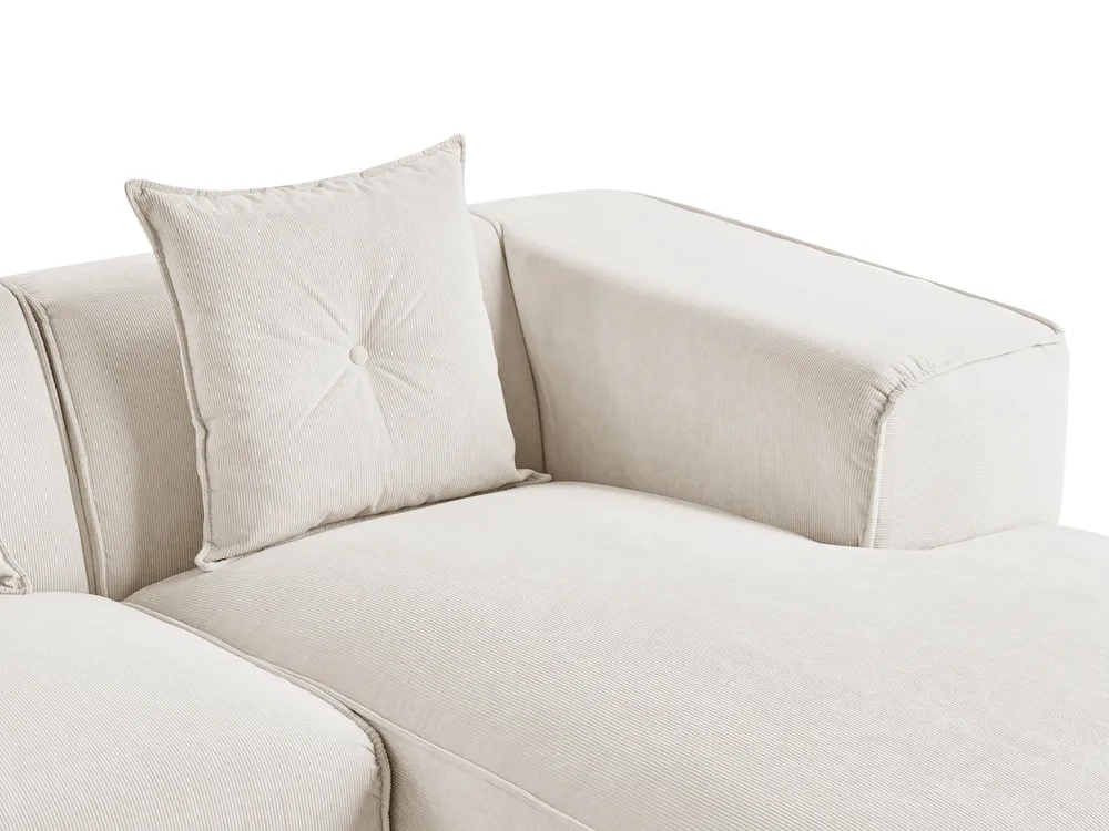 Corner Sofa 3 Seater DOLVA Corduroy Off-White Left Hand_863077