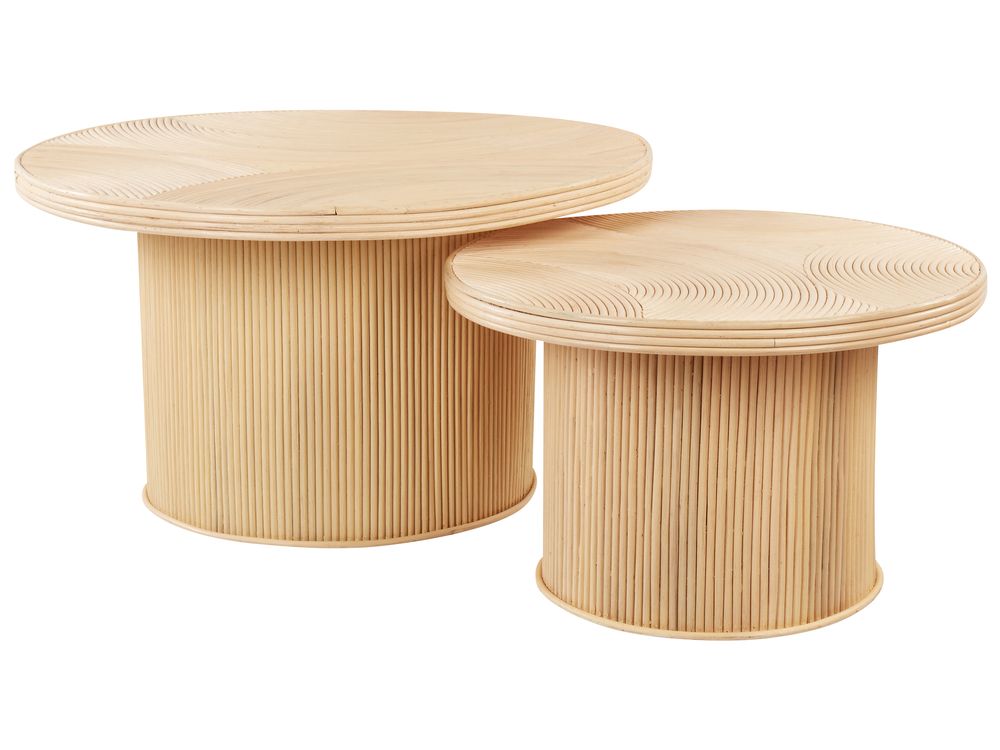 Zestaw 2 stolików kawowych ILIOS Rattan Naturalny