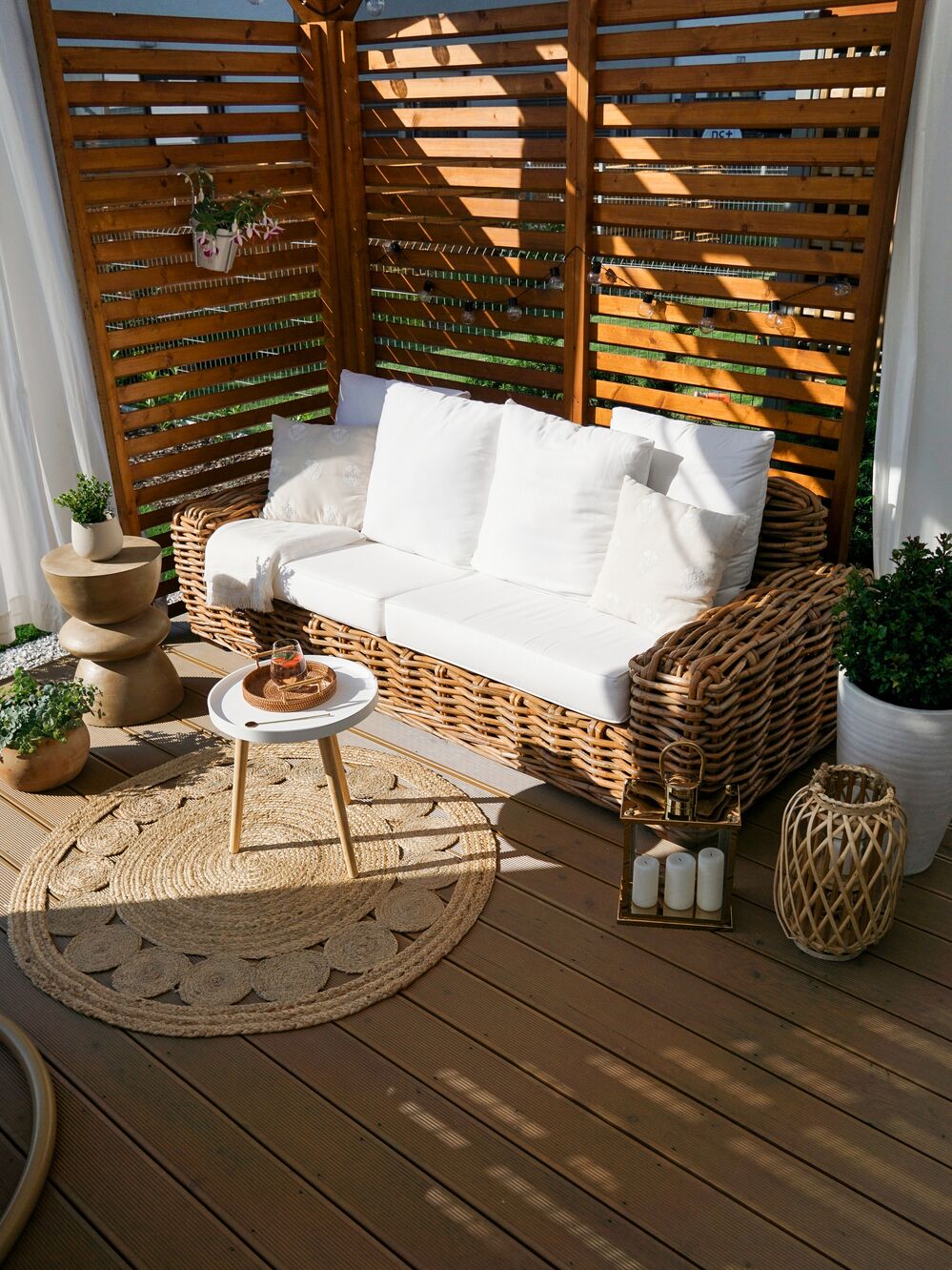 Garden Sofa 3 Seater FORLI Rattan Natural | Beliani.co.uk