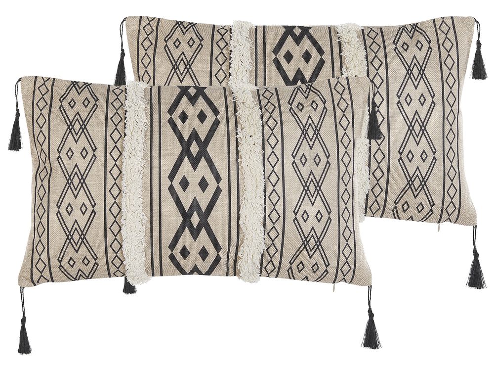 Set de 2 perne decorative PULMONARIA 30 x 50 cm Bej Imprimeu geometric