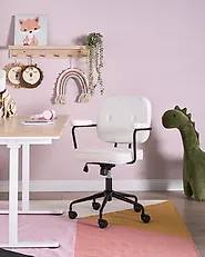 Chaise de bureau PAWNEE Bouclé Blanc cassé_1171526