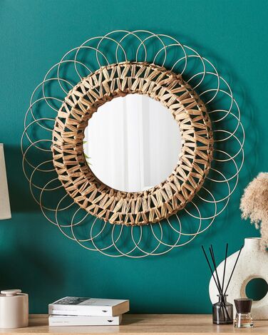 Water Hyacinth Wall Mirror ø 67 cm Natural PAMOL