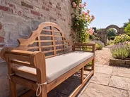 Garden Bench with Cushion MARLBORO 180 cm Acacia Wood Beige_1119106