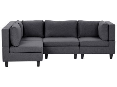 4 Seater Right Hand Modular Fabric Corner Sofa Dark Grey UNSTAD