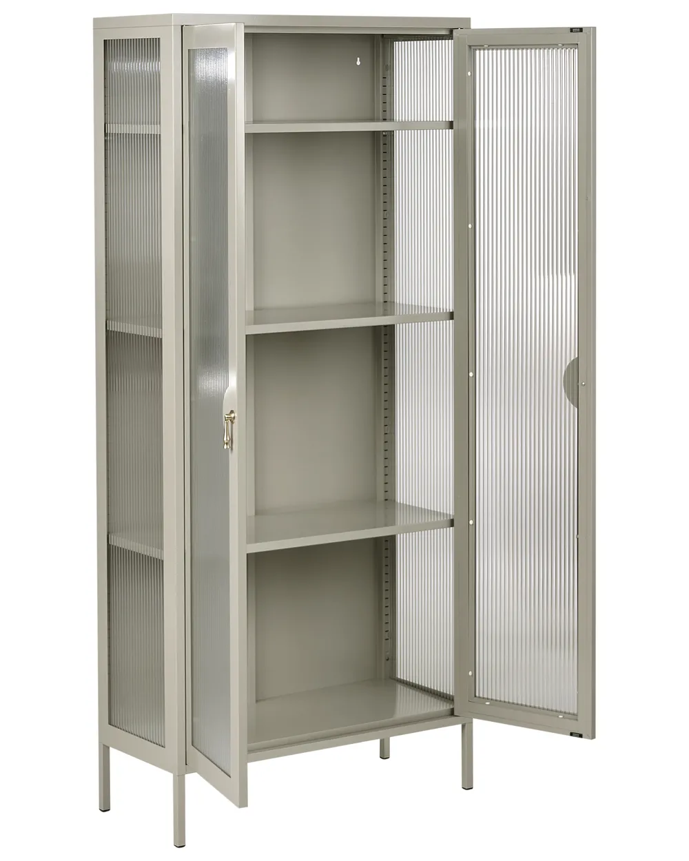 Glass Display Cabinet GLEORA Metal Light Beige_1046477