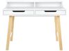 Kétfiókos fehér és világos fa íróasztal BARIE_844708
