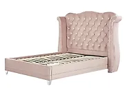 Cama Terciopelo AYETTE 160 x 200 cm Rosa pastel_905317