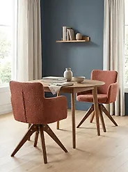 Set of 2 Dining Chairs Swivel EVELYN Boucle Orange_1185930