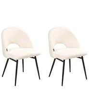Set of 2 Dining Chairs ONAGA Boucle White_887242