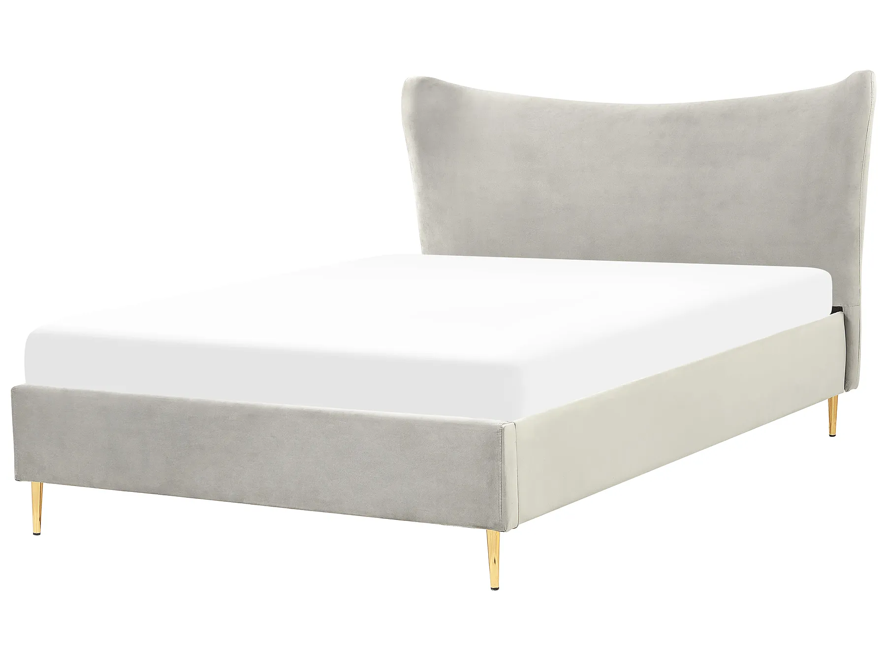 Bett mit Lattenrost Samtstoff CHALEIX 140 x 200 cm Hellgrau_844536