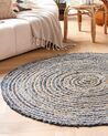 Alfombra de algodón/yute azul/beige ⌀ 140 cm LEVENTLER_871128