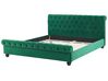 Letto ad acqua velluto verde smeraldo e legno chiaro 180 x 200 AVALLON_846961