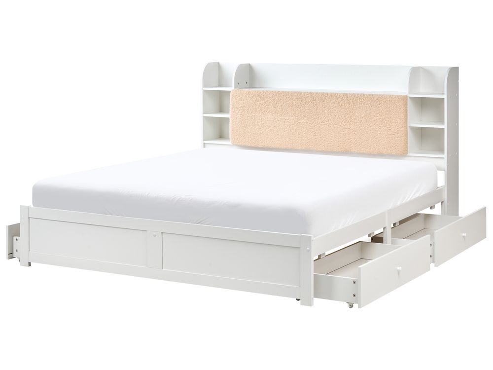 Bed with Storage Drawers BIZOU White 180 x 200 cm (EU Super King)