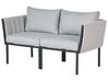 Lounge Set Stahl schwarz 5-Sitzer Auflagen hellgrau SKALA_934644