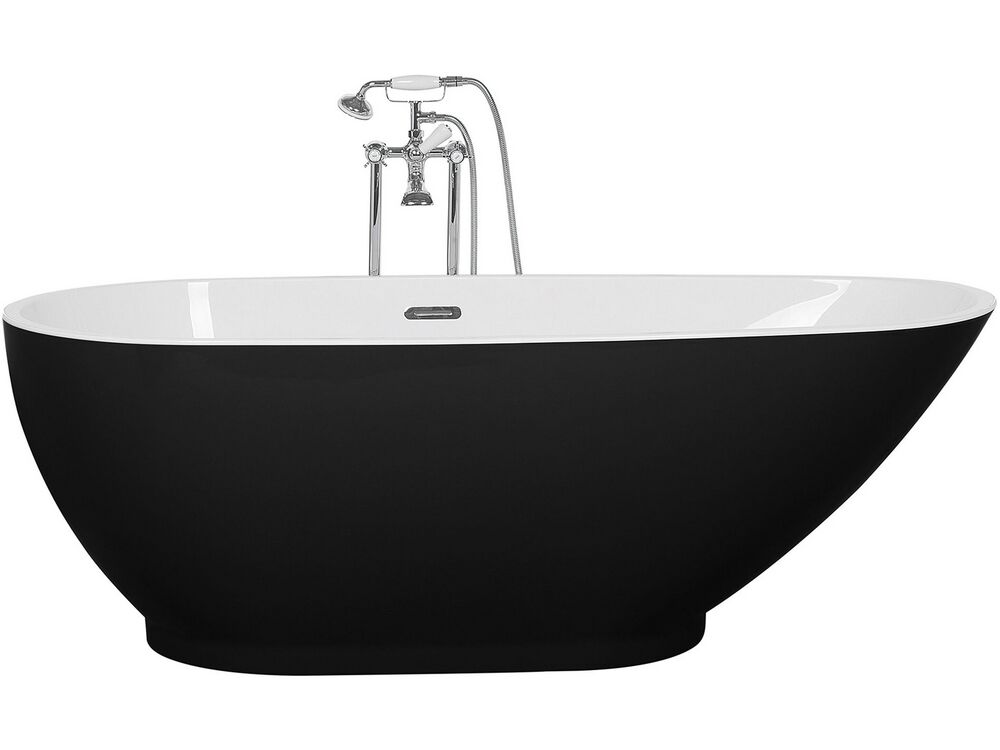 Freistehende Badewanne GUIANA 173 x 82 cm Schwarz / Weiß