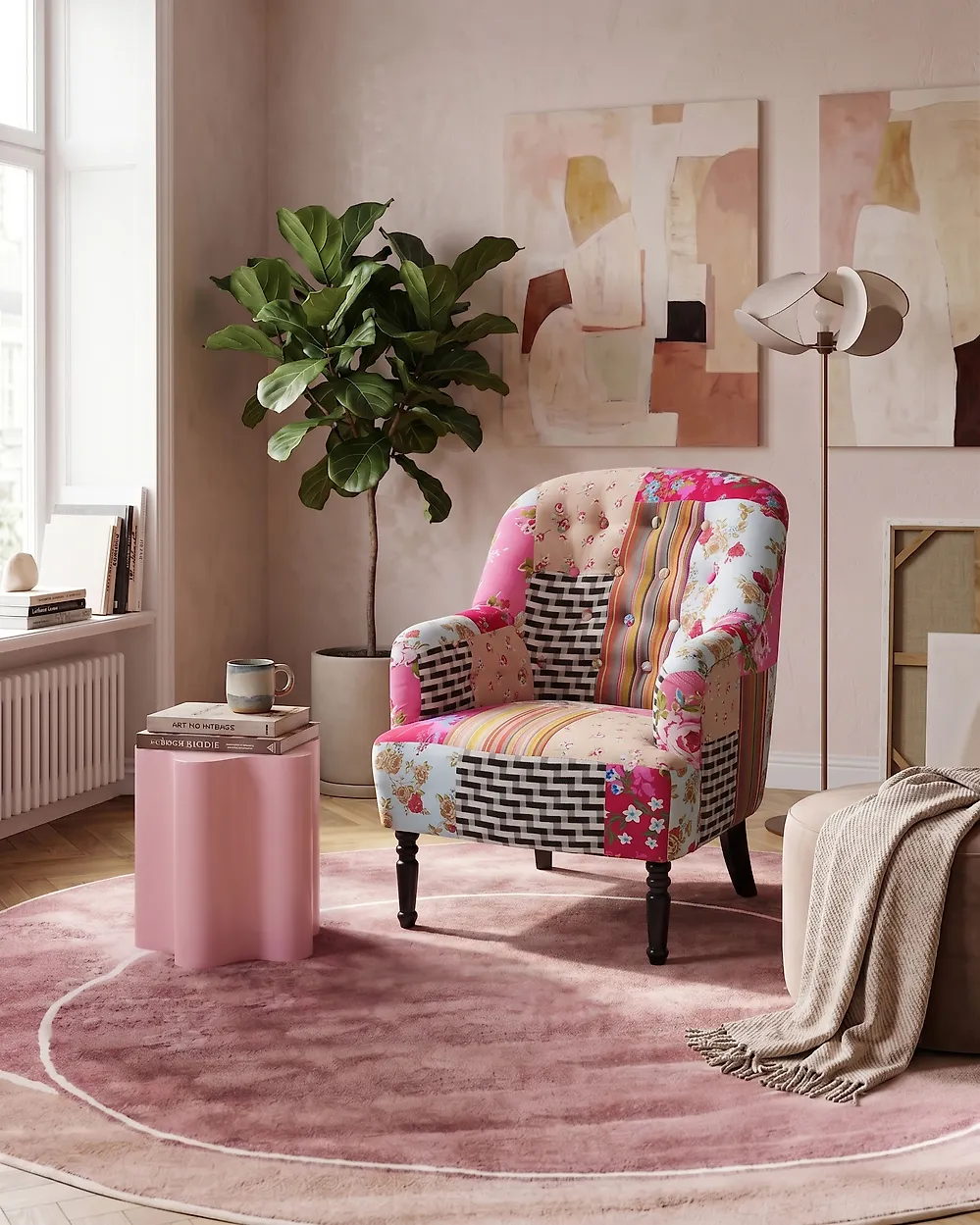 Sessel MANDAL Stoff Rosa