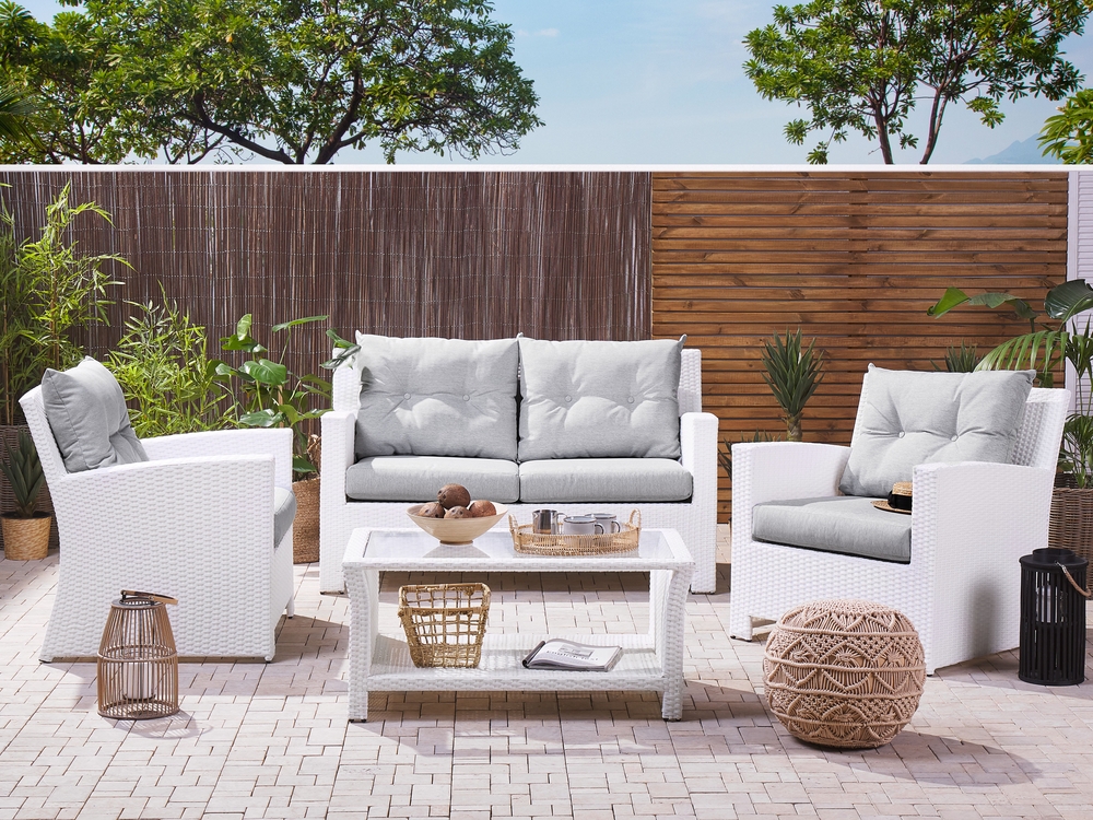 White rattan garden sofa outlet
