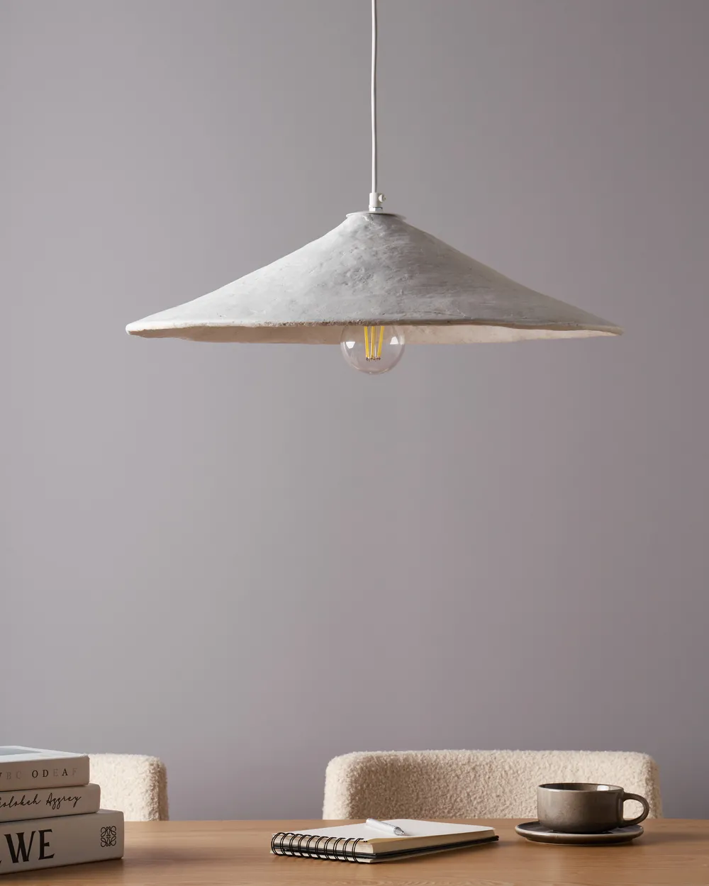 Pendant Lamp PORONGOS Papier-Mâché White_957494