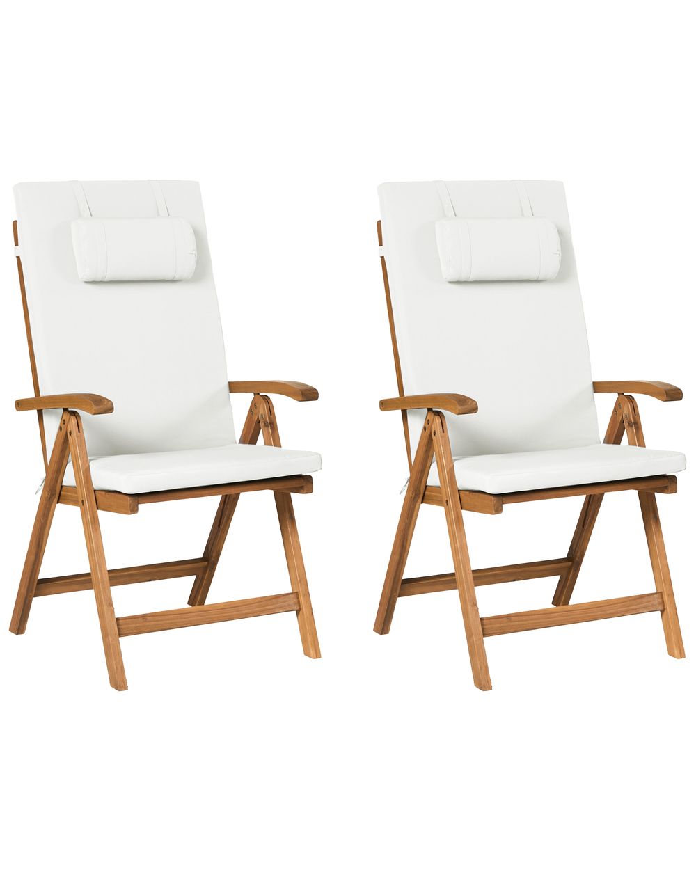 Set of 2 Garden Chairs with Cushions JAVA PREMIUM Acacia Wood Off-White