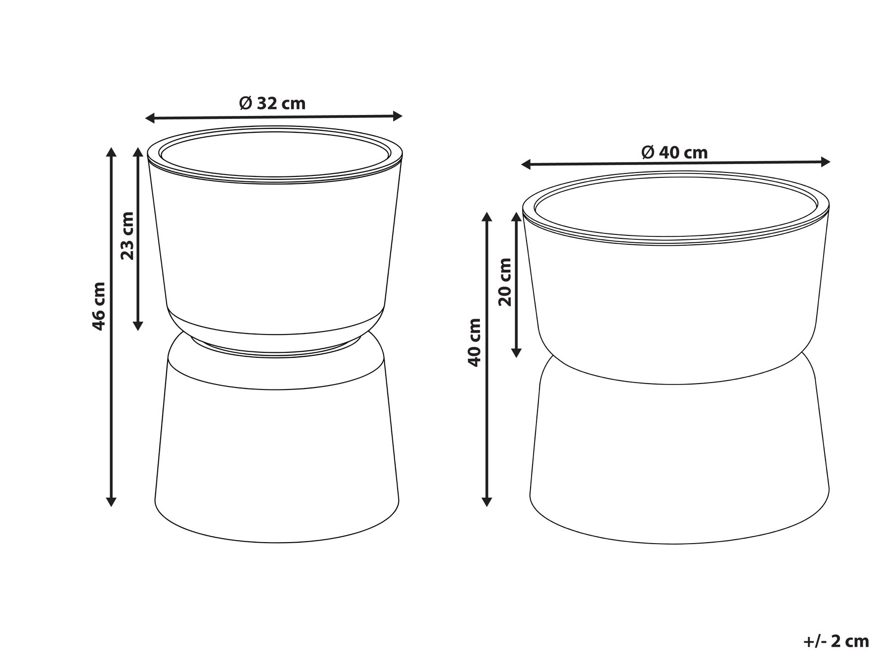 Set of 2 Side Tables ATACAMA 32/40 cm 32/40 cm Brown Beige_1172109