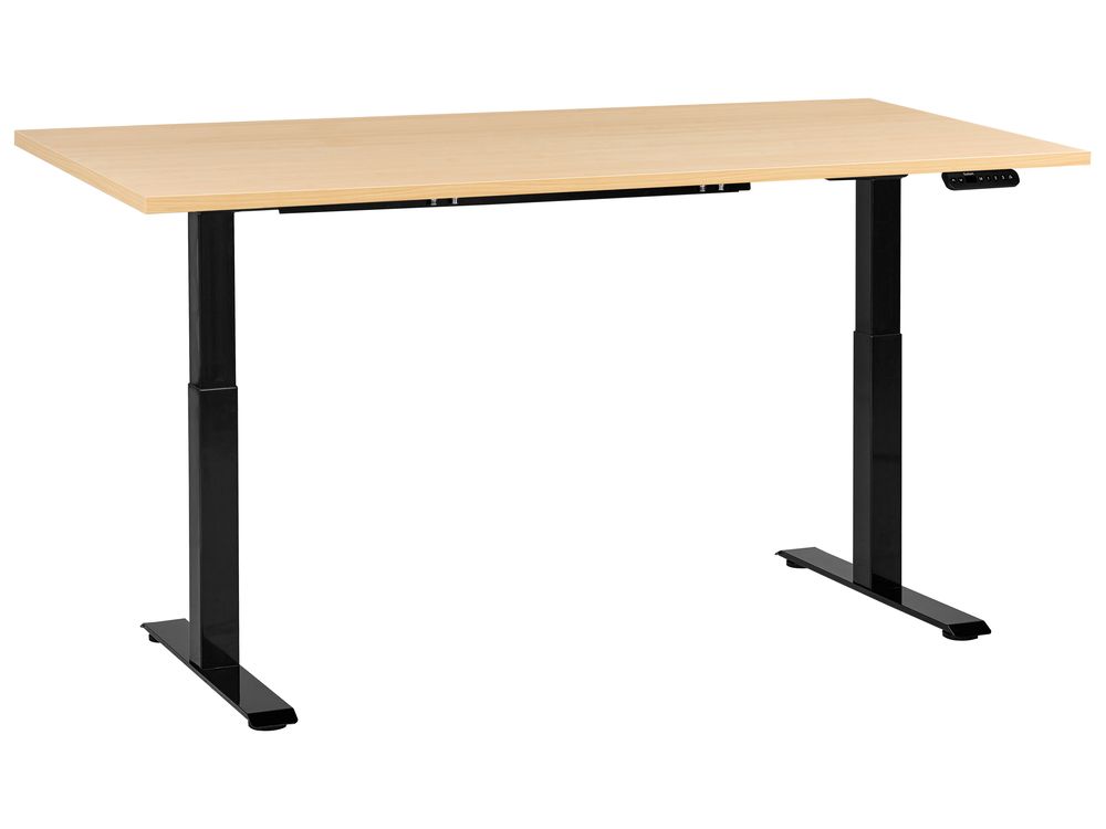 Secretária de pé ajustável eletricamente DESTINES 180 cm 72 cm Preto/Castanho claro